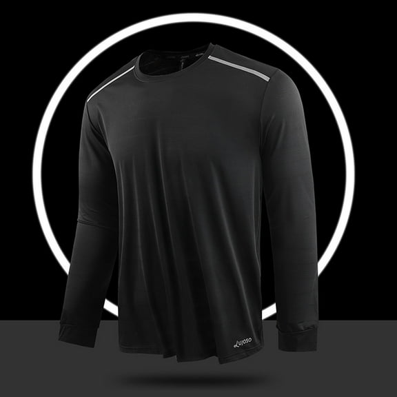 XL-5X Plus Size T Shirts for Men Long Sleeve Big & Tall T-Shirts Mens Solid Stretchy Slim-Fit Pullover Crewneck Athletic Workout Tees Tops