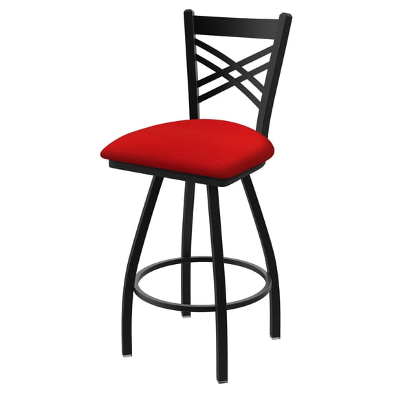 XL 820 Contessa 25" Swivel Counter Stool with Black Wrinkle Finish and Canter Red Seat