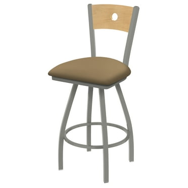 XL 830 Voltaire 25" Swivel Counter Stool with Anodized Nickel Finish, Natural Back, and Canter Sand Seat