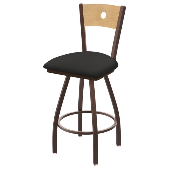 XL 830 Voltaire 25" Swivel Counter Stool with Bronze Finish, Natural Back, and Canter Iron Seat