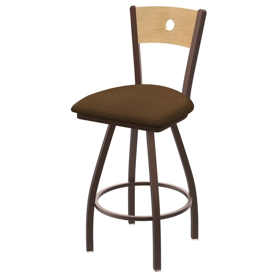 XL 830 Voltaire 25" Swivel Counter Stool with Bronze Finish, Natural Back, and Rein Thatch Seat