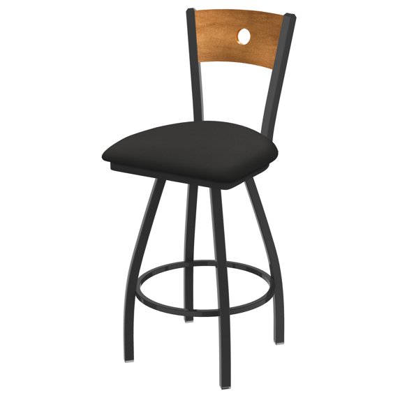 XL 830 Voltaire 25" Swivel Counter Stool with Pewter Finish, Medium Back, and Canter Iron Seat
