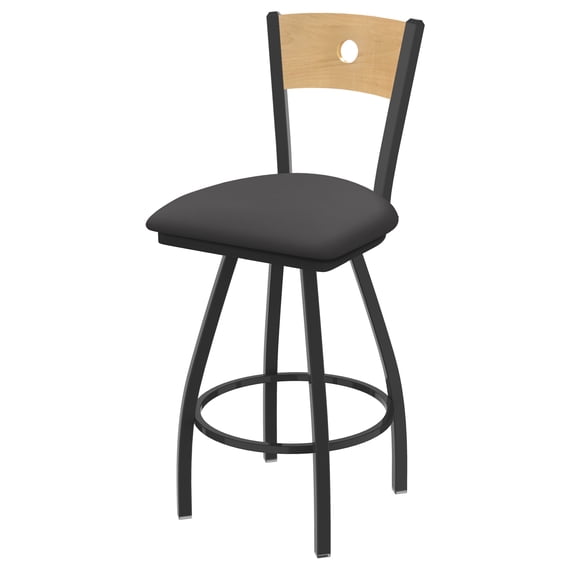 XL 830 Voltaire 25" Swivel Counter Stool with Pewter Finish, Natural Back, and Canter Storm Seat