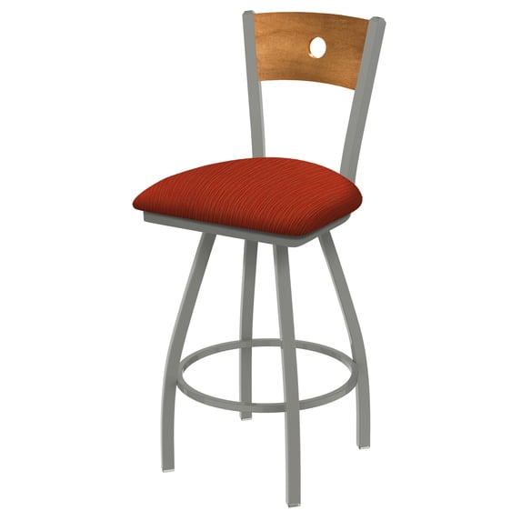 XL 830 Voltaire 30" Swivel Counter Stool with Anodized Nickel Finish, Medium Back, and Graph Poppy Seat