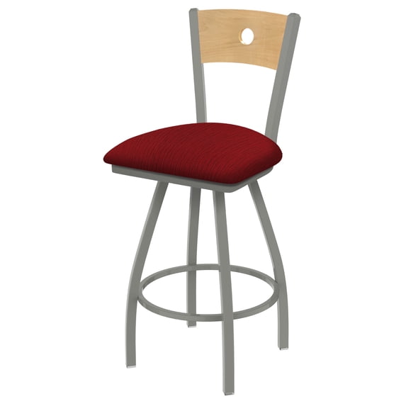 XL 830 Voltaire 30" Swivel Counter Stool with Anodized Nickel Finish, Natural Back, and Graph Ruby Seat