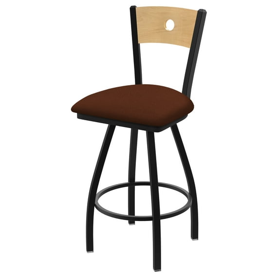 XL 830 Voltaire 30" Swivel Counter Stool with Black Wrinkle Finish, Natural Back, and Rein Adobe Seat