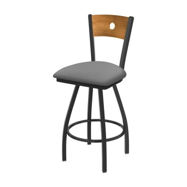 XL 830 Voltaire 30" Swivel Counter Stool with Pewter Finish, Natural Back, and Canter Folkstone Grey Seat
