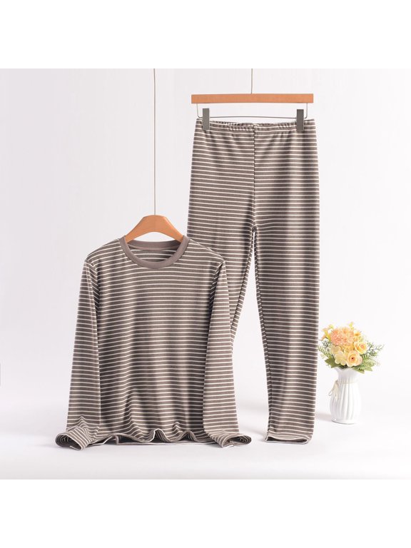 XL- 8XL Plus size Thermal underwear O-Neck Long sleeve Tshirts and Ankle Length Pants Fleece long johns homewear 2pcs suit