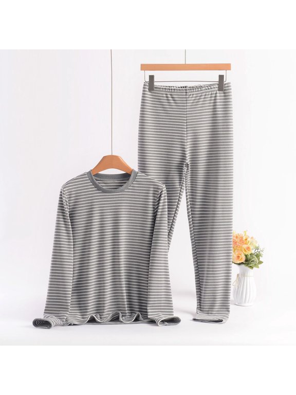 XL- 8XL Plus size Thermal underwear O-Neck Long sleeve Tshirts and Ankle Length Pants Fleece long johns homewear 2pcs suit