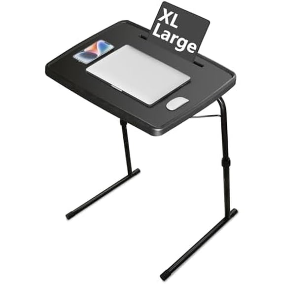 XL Adjustable Folding TV Tray Table, Larger TV Dinner HDPE Plastic Tray Table for for Eating, Adjustable Folding Laptop Table, TV Tray for Laptop, Eating, Drawing, Snacks, etc, Black$$