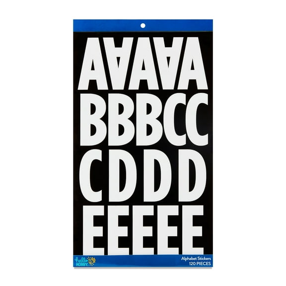 Hello Hobby Extra Large White Sans Serif Alphabet Stickers, 120 Count