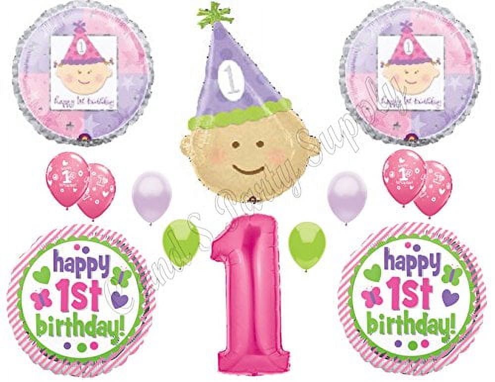 XL Baby Girl 1st First Happy Birthday Party balloons Decorations ...