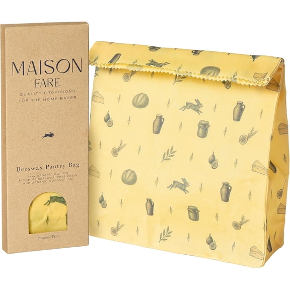 XL Beeswax Bag for Sourdough Bread, Produce & Cheese - Sustainble & Reusable Homemade Food Storage Container Made with Organic Cotton & Beeswax Liner, No Plastic - Keeps Fresh in Fridge & Freezer