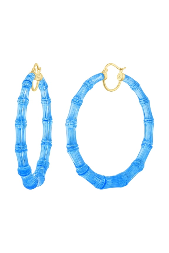 XL Blue Lucite Bamboo Hoops