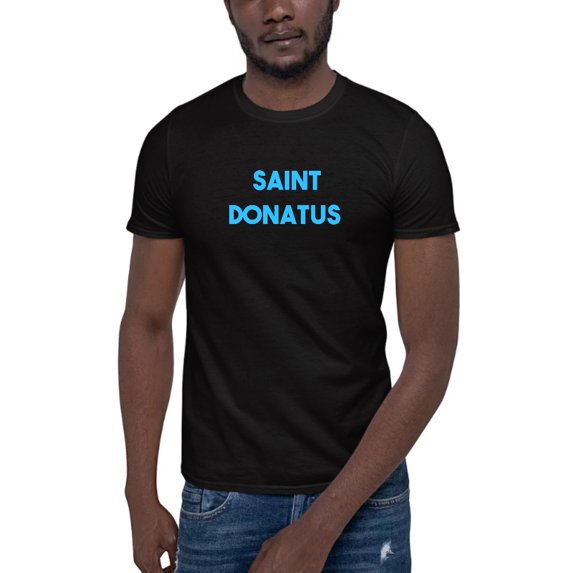 XL Blue Saint Donatus Short Sleeve Cotton T-Shirt By Undefined Gifts