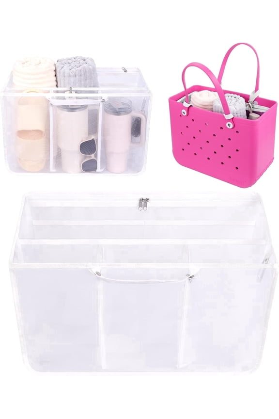 XL Bogg Bag Mesh Insert Organizer Pouch Lightweight Divider Pocket Compatible with Original Large Beach Tote Bag Inner Storage Accessories-white