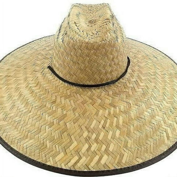 XL Brim NATURAL Bamboo Straw Summer HAT Sombrero LIFEGUARD GARDENING Pescador - New with box/tags
