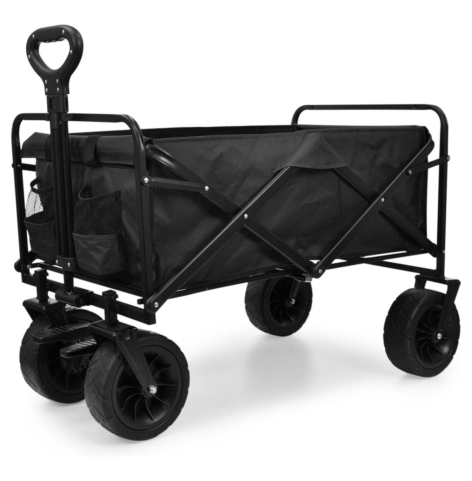 XL Folding Wagon Cart – Heavy Duty Collapsible Utility Wagon With 300 Lb Capacity, All-Terrain Wheels, And Cargo Net For Outdoor Events
