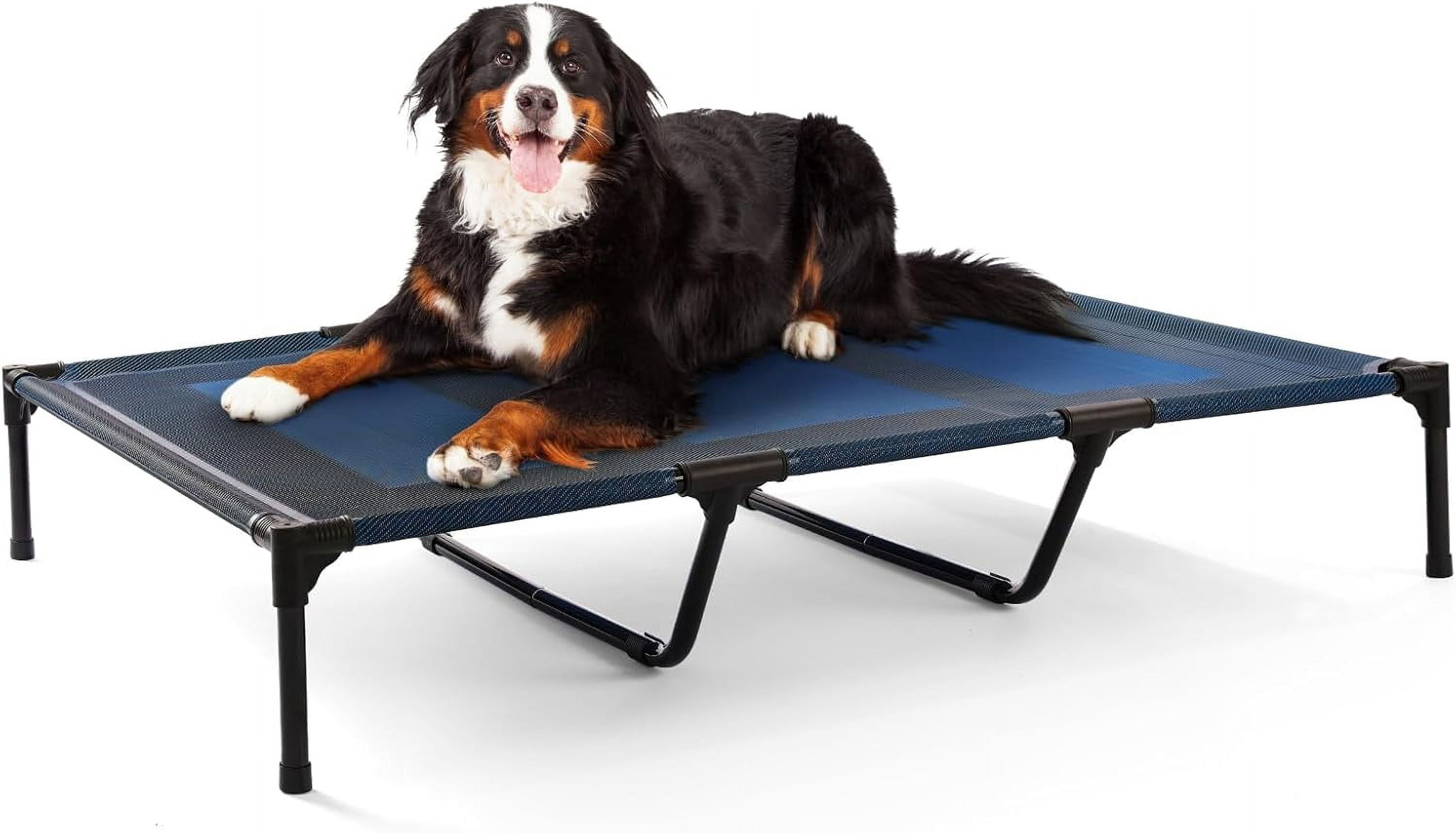 XL Cooling Elevated Dog Bed, Heavy Duty Anti-Sag Outdoor Dog Cot for Camping, Breathable & Waterproof Raised Dog Bed with Sturdy Center Support Bars, 48x36 Inches, Blue