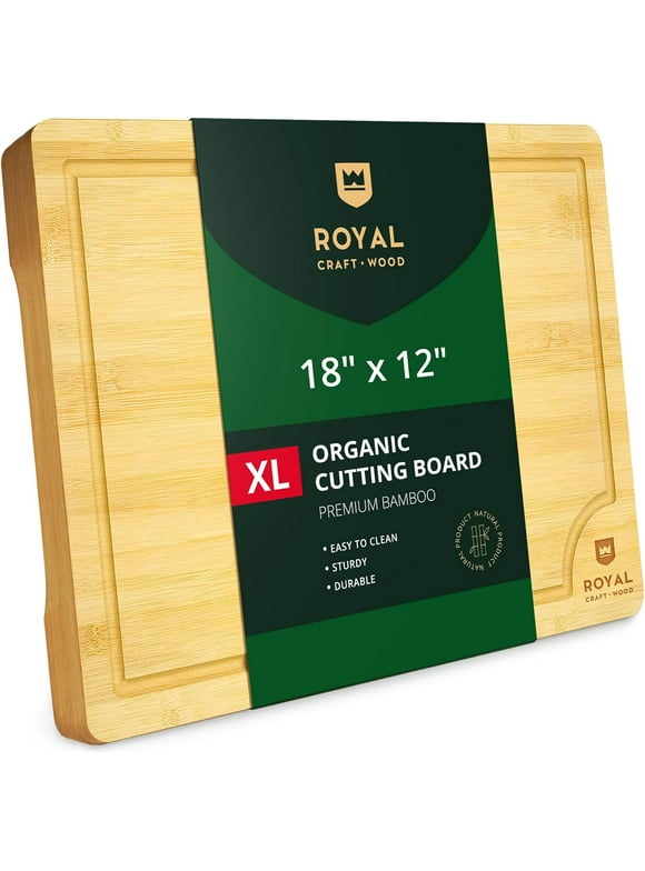 XL Cutting Board - Extra Large Bamboo Cutting board for Kitchen - Butcher Block for Chopping Meat and Vegetables by Royal Craft Wood