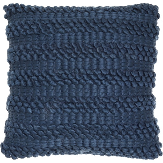 XL Dark Blue Pom-Pom Detailed Throw Pillow