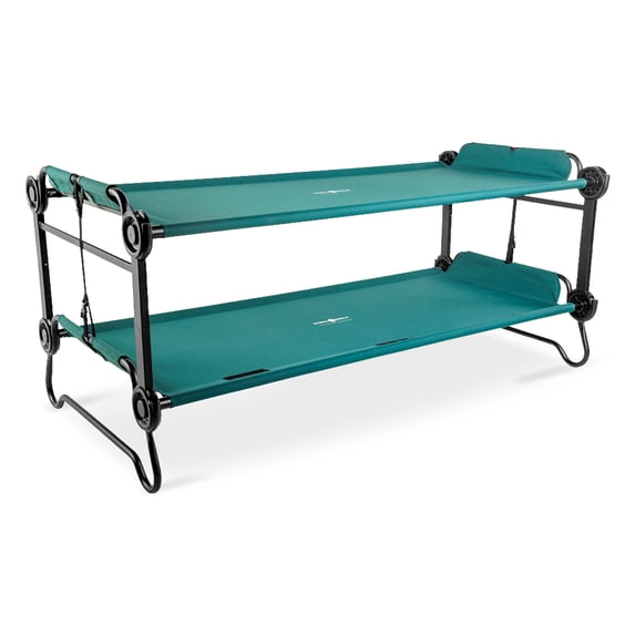 Disc-O-Bed Extra Large Outdoor Convertible 2 Person Portable Camping Bunk Cots, Green