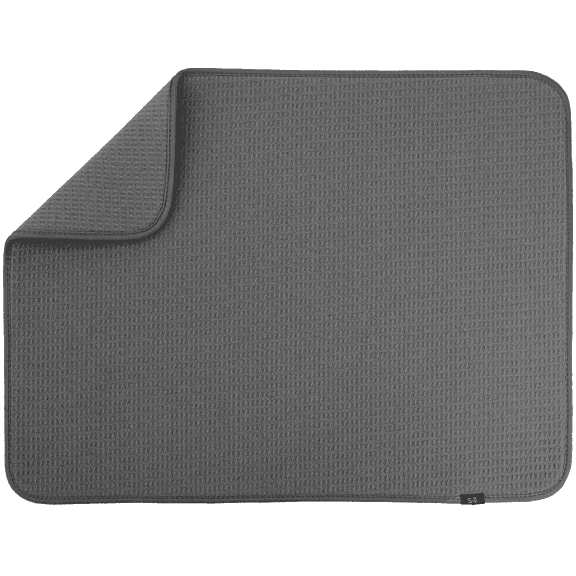 S&T INC. Dish Drying Mat, 18” x 24”, Absorbent Microfiber Kitchen Mat for Dishes, Utensils, Pots and Pans, Charcoal