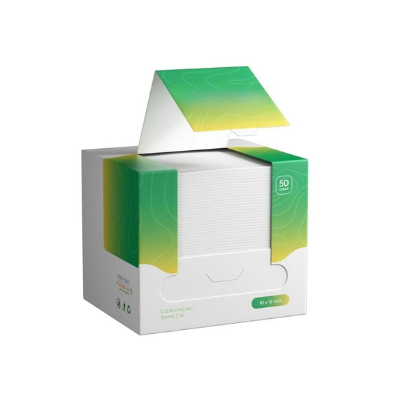 XL Disposable Face Towels | 50 Count, 100% Biodegradable, Ultra Soft & Larger (10"x12") | Bio-Based Fiber, Sustainable & Gentle for Sensitive Skin and Makeup Removal