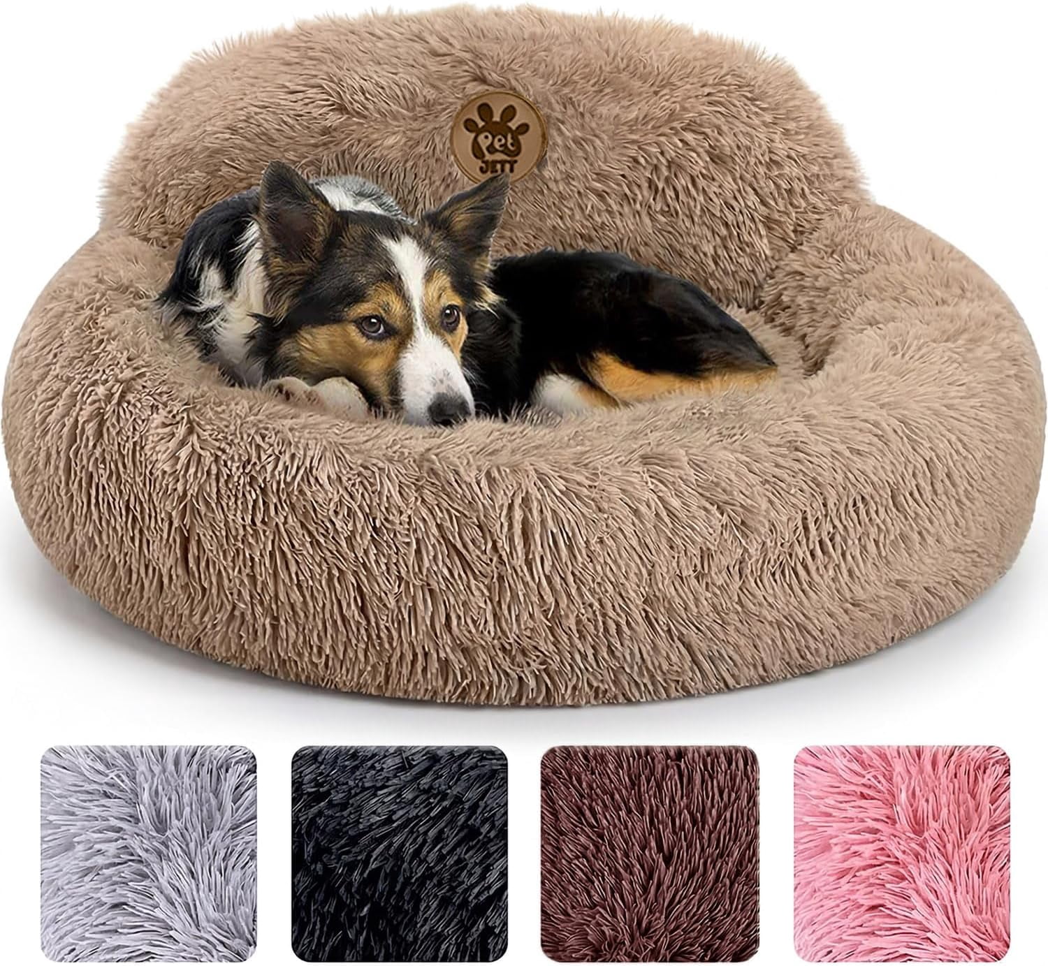 XL Dog Beds for Large Sized Dog - 45'' Extra Large Dog Bed, Washable Dog Bed - Anti-Slip Super Soft Round Donut Bed, Fluffy Faux Fur Anti-Anxiety Premium Comfort Pet Bed, Fits Dogs upto 120lbs