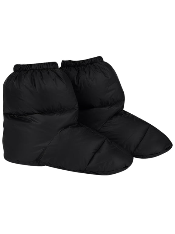 XL Down Booties for Women Men, White Duck Camping Slippers, Water-Resistant Thermal Sleeping Socks for Cold Weather