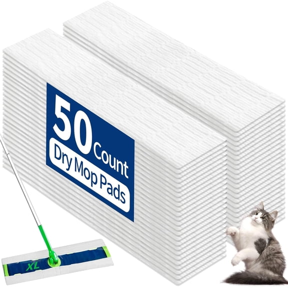 XL Dry Sweeping Cloths Compatible with  Sweeper XL Mop, Sweeper Mop Pads Refills for Hardwood Floor Mopping and Cleaning, Disposable Dry Cloth Refills, 50 Count