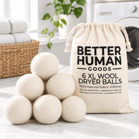 XL Dryer Balls 6 Pack, Reduces Drying Time, Reusable Laundry Supplies