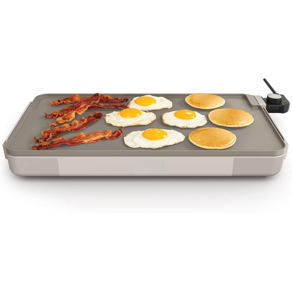 XL Electric Ceramic Titanium Griddle, Make 15 Eggs At Once, Healthy-Eco Non-stick Coating, Hassle-Free Clean Up, Large Submersible Cooking Surface, 12" x 22"