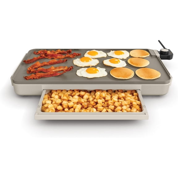 XL Electric Ceramic Titanium Griddle, Make 15 Eggs At Once, Healthy-Eco Non-stick Coating, Hassle-Free Clean Up, Large Submersible Cooking Surface, 12" x 22"