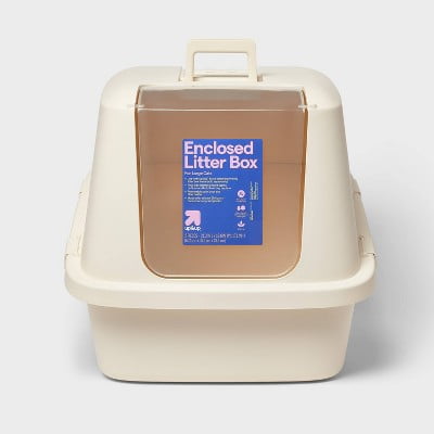 XL Enclosed Cat Litter Box - Plastic, BPA - free, with Side Buckles and Clear Door