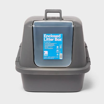 XL Enclosed Cat Litter Box - Plastic, BPA - free, with Side Buckles and Clear Door