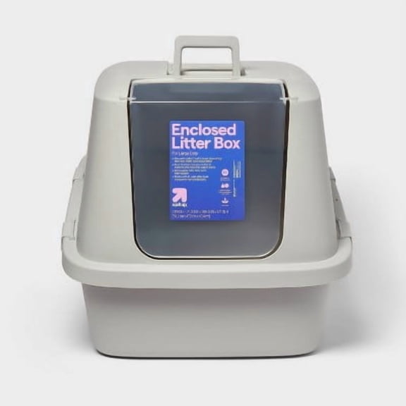 XL Enclosed Cat Litter Box - Plastic, BPA - free, with Side Buckles and Clear Door