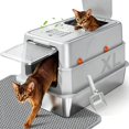 thumbnail image 1 of XL Enclosed Stainless Steel Litter Box with Lid, Light Gray, 1 of 7