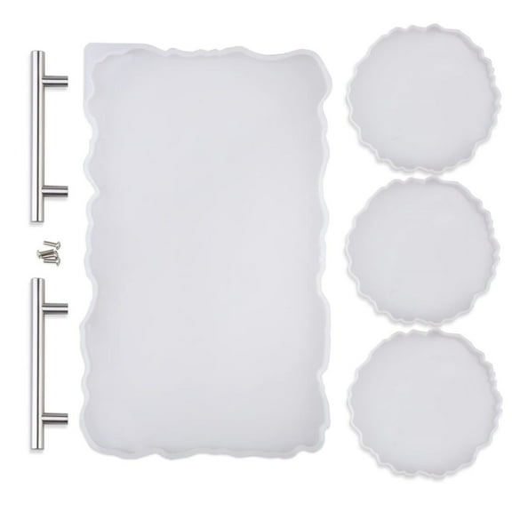XL Epoxy Resin Casting Silicone Tray Mold and 3Pcs Geode Coaster Molds for DIY