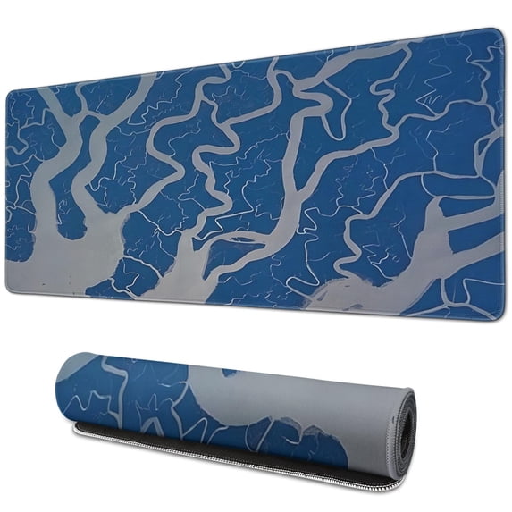 "XL Gaming Mouse Pad with Unique Japanese Wave Design - Non-Slip Rubber Base, Stitched Edges - Extended Large Mice Pad for an Immersive Gaming, 31.5 X 11.8 Inch"