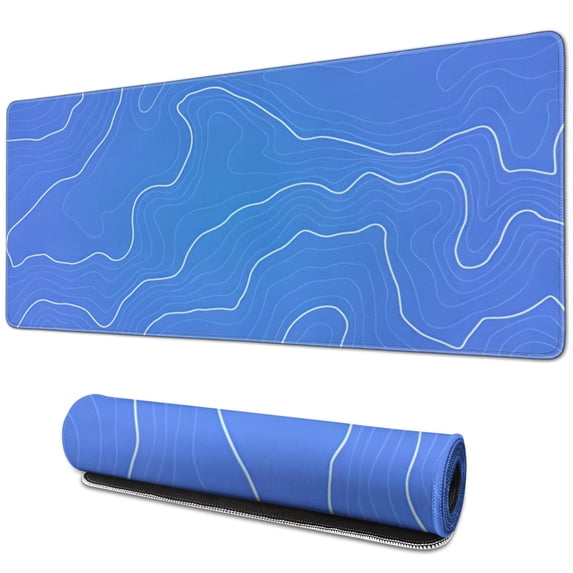 "XL Gaming Mouse Pad with Japanese Wave Design, Non-Slip Rubber Base, Stitched Edges - Large Desk Pad (31.5 x 11.8 inches)"