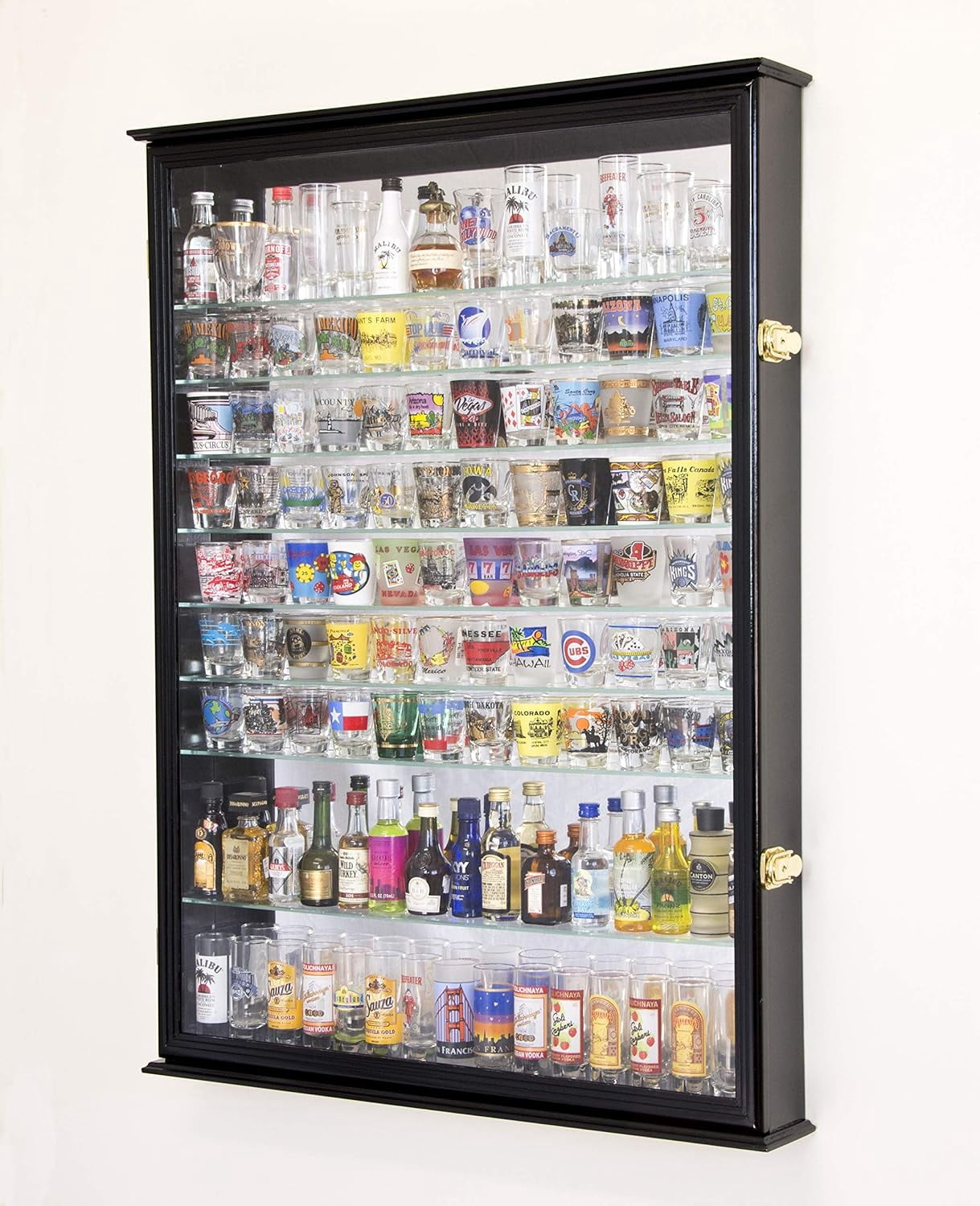 XL Glass Display Case Rack Holder Cabinet w/Mirror Backed and 11 Glass