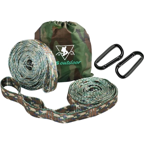 XL Hammock Straps - 20ft Camo Tree Straps, 20+1 Adjustable Loops, 2 Carabiners Included with 1000lbs Fit for Any Hammocks,  for Hiking and Backpacking