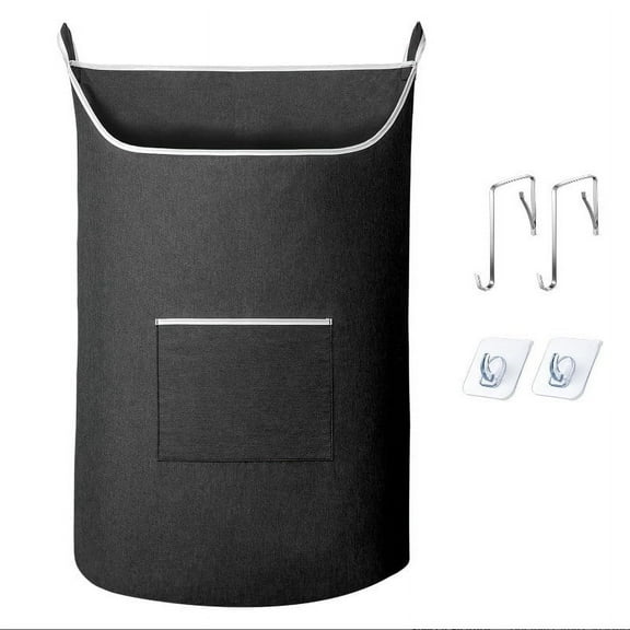 XL Hanging Laundry Hamper Bag Black Door Hanging Hamper with Large Openging Door Laundry Basket