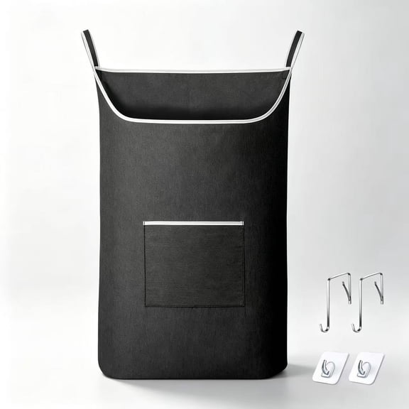 XL Hanging Laundry Hamper Bag, Black Door Hanging Hamper with Large Openging Hanging Laundry Hamper Storage Bag Large Size 36X22 Inch (Black)