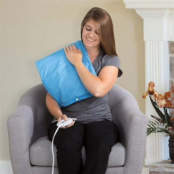 XL Heat Pad Blanket- Electric Moist/Dry Heating Mat with 9 foot AC Power Cable & 4 Remote Controlled Temperature Settings, Washable Cover by Bluestone