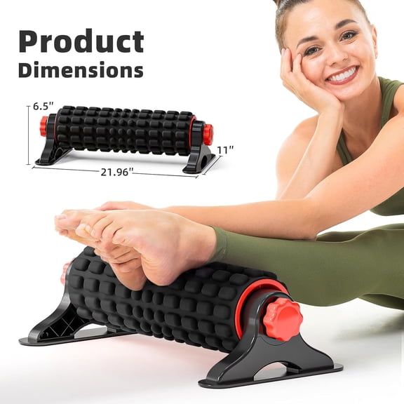 XL IT Band Firm Foam Roller with Resistance Holder - 17 inches - Black