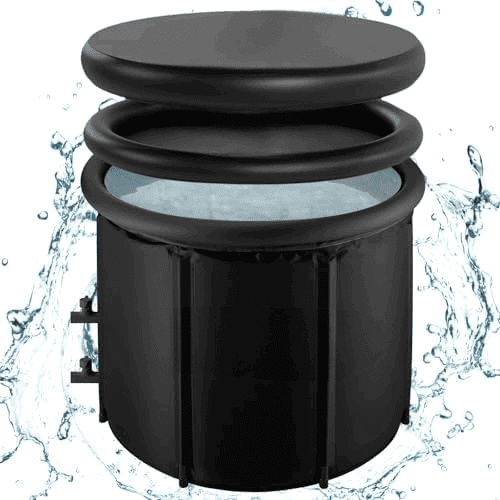 XL Ice Bath Tub for Cold Plunge, Portable Ice Pod with Lid & Cover, 100Gal Inflatable Ice Plunge Tub with 2 Drain Valves for Chiller Connection, Cold Therapy Recovery, Indoor Outdoor Use