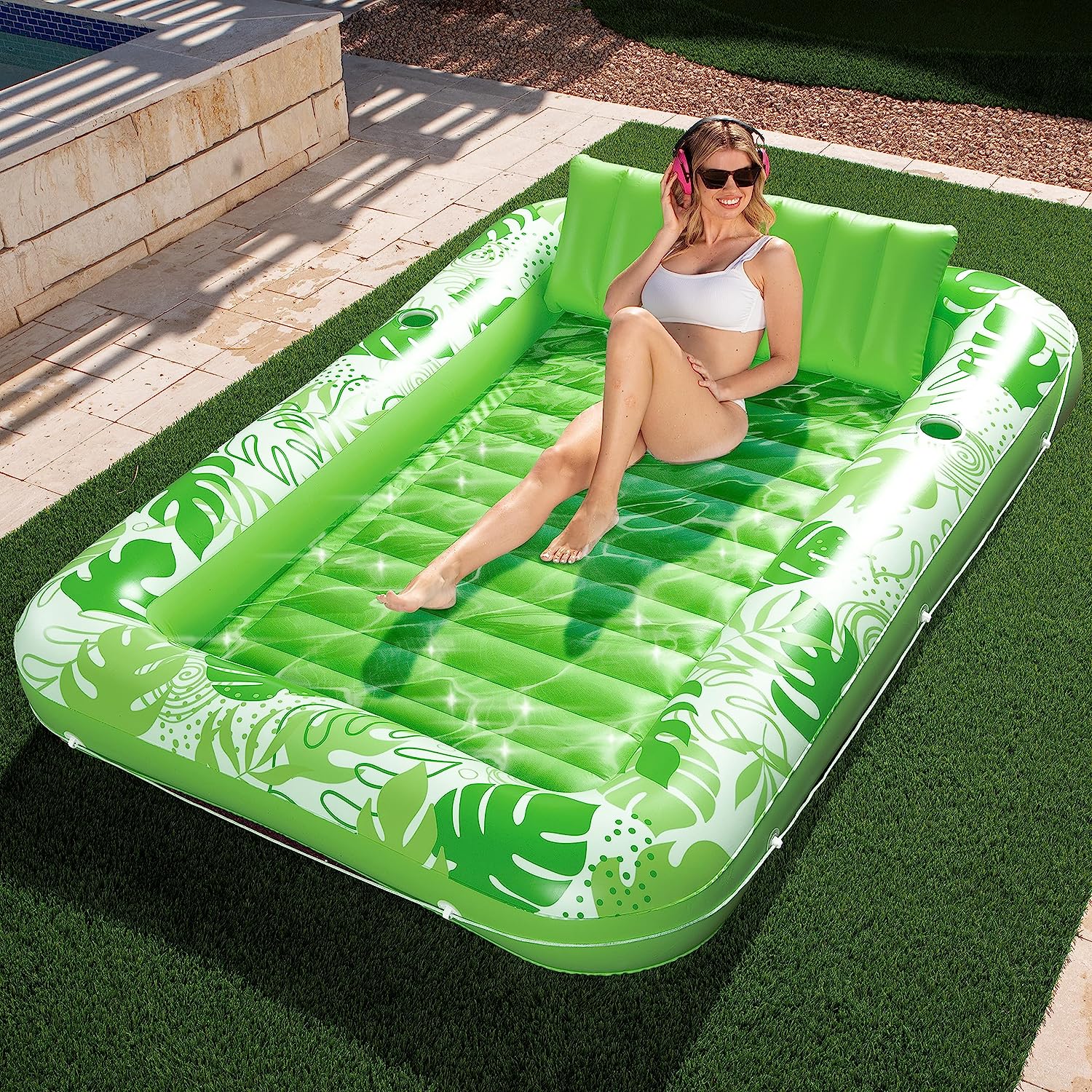 XL Inflatable Tanning Pool Lounger Float for Adults, 85" x 57" Extra