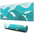 thumbnail image 1 of XL Japanese Blue Wave Gaming Mouse Pad: Stitched Edges, Non-Slip Base, Extended Large Size 31.5 x 11.8 Inches, 1 of 7